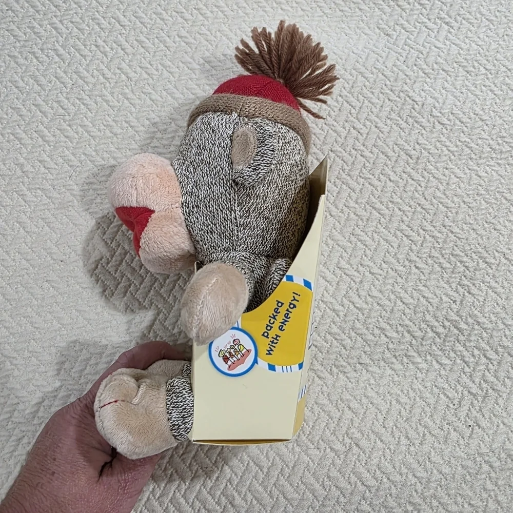 Build-A-Bear Smallfrys Sock Monkey Plush With Red Knit Hat Pompom Beanie Retired
